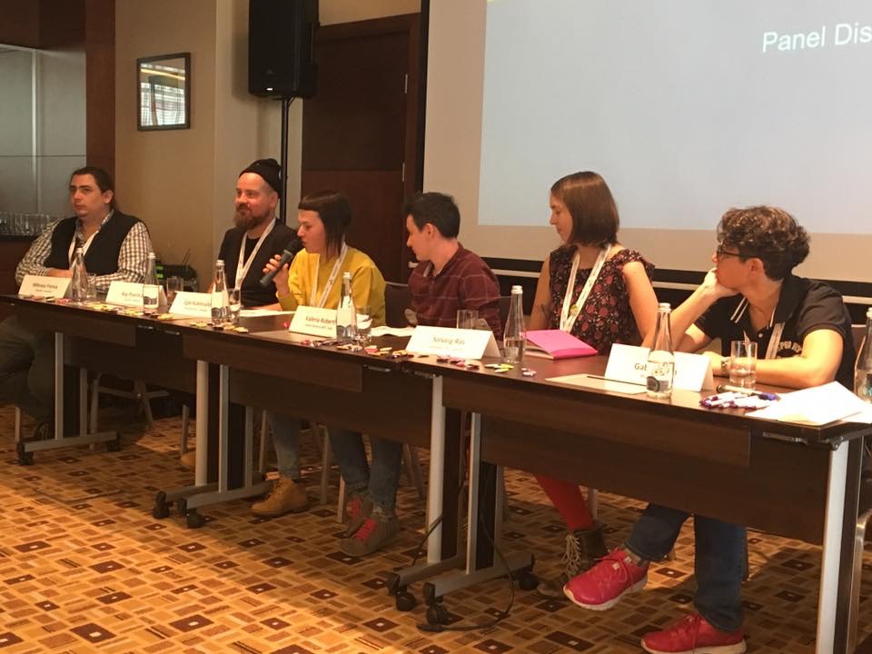 Eglė Kuktoraitė, Communications Coordinator of LGL, presents the survey results during the Annual ILGA-Europe conference in Warsaw