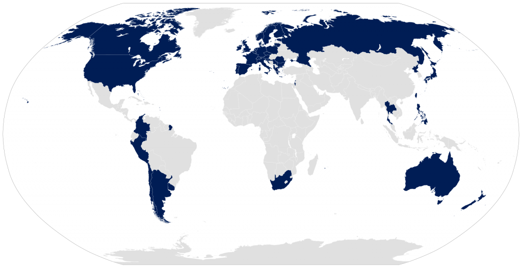 Valstybių, kuriose homoseksualūs asmenys gali tarnauti kariuomenėje, žemėlapis