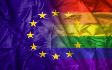 EU and rainbow gay pride flag
